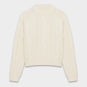 Aritzia Heritage Knit Merino Wool Mockneck Anchor Cable Knit Sweater